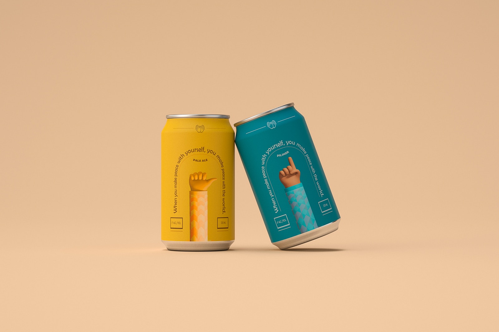 two blue and yellow labeled cans